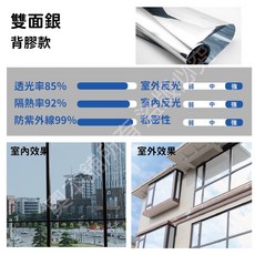 【奧本舖】隔熱貼 窗戶隔熱紙 隔熱紙汽車 隔熱紙窗戶 隔熱紙 玻璃隔熱紙 背膠隔熱貼 隔熱 窗貼 40公, 背膠款-雙面銀