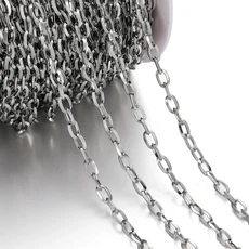 1m 스테인리스 스틸 기본 연장 체인 수제 링크 DIY 목걸이 팔찌 허리 주얼리 제작용, 02 1.2mm, 01 Steel