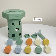 MANMI OP 磁性螺絲罐 鎖螺絲形狀配對玩具 綠色 兒童益智組裝教具, 磁性螺絲罐：綠色, 1個