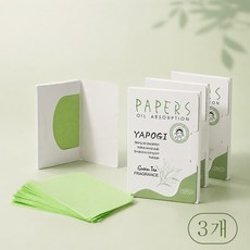 프리미엄 녹차 얼굴 기름종이 천연 펄프 기름종이 흡착 과잉피지 제거 얼굴 케어, 3개, 100매입