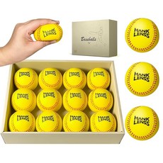 HANKLENSS 아동용 부드러운 폼 야구공 - 초보자를 위한 연습공 12팩 (화이트), 옐로우