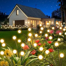 BIMOIA 태양광 야외 방수: 2팩 16 LED 흔들리는 반딧불 태양열 정원 조명 - 따뜻한 통로 마당 파티오 장식 여성 엄마를 위한 독특한 원예 선물, 2개