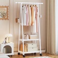 바퀴 달린 조절 고저 금속 옷걸이-중형 공간의 절약 삼각형 옷 정리 장치에 적용 되는 가정 부엌과 옷장 | 이동 층상 대 독립적인 디자인 옷 정리기 관 물 대, 흰색