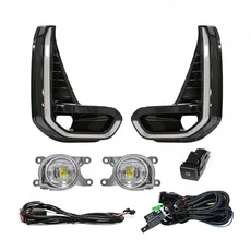 토요타 Hilux Revo 2020 LED 안개등 주간 주행등 범퍼 운전 방향 와이어 스위치 자동차, 07 Black DRL Fog Set