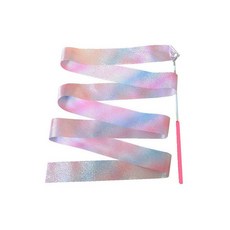 핑크 리듬 체조 리본 막대 2m 4m 반짝이 펄 레인보우 무지개 어린이 유아