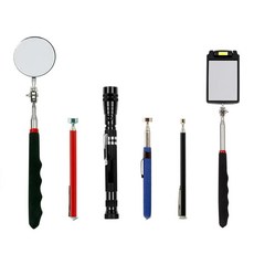 6피스 마그네틱 픽업 도구 텔레스코핑 도구 키트 LED 스퀘어 검사 거울 유연한 자석 손전등 - 남자 친구 남편 아빠를 위한 최고의 선물, 6피스 마그네틱 픽업 도구, 텔레스코핑 도구 키트, L