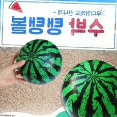 어린이 놀이 공기 주입식 탄력 놀이공 수박 무늬 디자인 실내 야외 물놀이 해변, 1개, 펌프