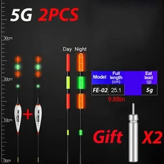 낚시찌 LED 야간 발광 전자 플로트 부력 대형 CR425 배터리 2024 낚시 태클 3g-13g 여름 낚시 2 개/로트, 2) FE-02Px2, 2) FE-02Px2