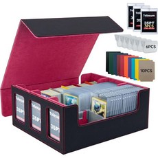 MTG 커맨더 데크 박스 3개 세트 35PT 자석 카드 1800장 이상 카드용 10개 디바이더와 6개 펜스 클립 포함 3 x 4인치 토플로더 트레이딩 저장 매직 TCG용, 빨강