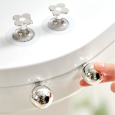 동운랩 럭셔리 위생 변기 커버 뚜껑 손잡이 4p 세트, 실버 (변기 뚜껑용 2p + 변기 시트용 2p)