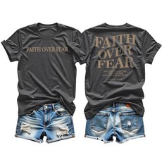 두려움보다 기독교 신앙 티셔츠 종교 예수 티셔츠 (미국 알파 XX-라지 일반 일반 검정), 블랙