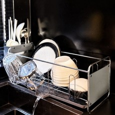 BENRAN 식기건조대 키친 식기건조대 대용량 멀티 싱크대 정리선반 식기 방수방진 설거지 건조대 자석 도어식 그릇정, 1단, 블랙