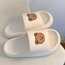 말랑 푹신 귀여운 곰돌이 사무실 슬리퍼 학생 실내화 거실화, 1개, 화이트 240MM