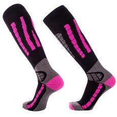 Pure Athlete 스키 양말 따뜻한 메리노 울 - 최고의 경량 얇은 스키 스노보드 양말 여성용 남성용(1쌍 - 실버/그레이 라지-XL), 1쌍 - 블랙/네온 핑크