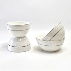 본차이나 재질 도자기 공기 대접 세트 밥공기 국그릇, 4개, 밥공기국그릇, 화이트