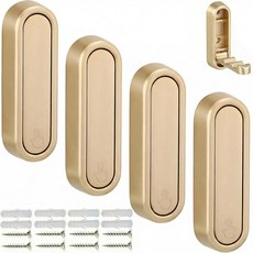 MsBong 접이식 코트 후크 코트 후크 하드웨어용 접이식 벽 후크 녹 방지 튼튼한 알루미늄 합금 후크 벽걸이 열쇠 수건 모자 가방용 나사 포함 (골드 4개), 골드