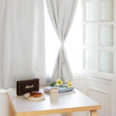 까르데코 이지 100%암막 무타공 벨크로&봉집 가림막 가리개커튼 2장+타이백 커튼끈