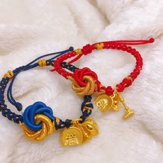 儒家寶寶 純金/足金9999 日進斗金 編織手繩/手鍊 寶藍 彌月禮 滿月禮 親子飾品