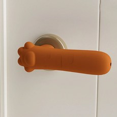 카멜리안 캣풋 실리콘 문손잡이 문고리 커버, 라이트브라운