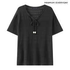 [백화점 홈쇼핑 정품] 미니멈 [미니멈 에브리데이]리본 넥 아일렛 펀칭 미니멀 반팔 니트 (EC2KT038D)