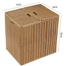 仿藤編帶蓋收納箱 51*39*50cm, 淺咖色51*39*50cm超大雙翻蓋, 1個