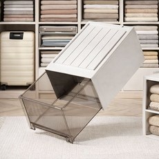 보리보 리빙박스 플라스틱 옷장 수납정리함, 1개, 브라운