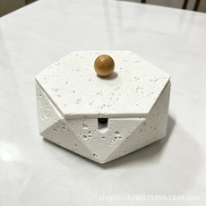 GUEFOON 帶蓋防飛灰菸灰缸家用, 1個, 白色:幾何菸灰缸（9402）