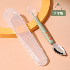 雙頭刮泥勺 304不鏽鋼副食品餐具, 1個, 淺綠色【刮泥勺】