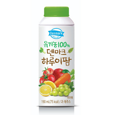 덴마크 하루이팜 유기농 100% 과채주스, 1개, 190ml