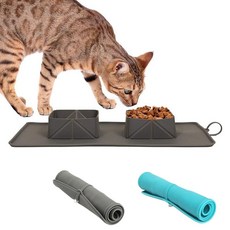 휴대용 반려묘 실리콘 야외활동 밥그릇 이동형 반려동물 식사용 고무소재 21125PC 1(PC), 초록