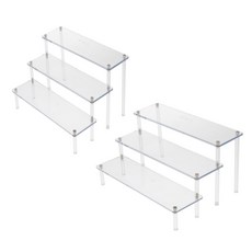 shangren 2pcs 다용도 3-tier 투명 아크릴 랙 향수 메이크업 화장품 완구 그림, 15cm, 클리어, 1개