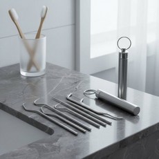 셀프 치석제거기 입냄새 스케일러 가정용 휴대용 스텐 치실 세트, 1세트