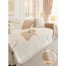 고양이 긁힘 방지 소파 커버 전면 사계절용 방석, 두꺼운 반모직 은행잎 커피