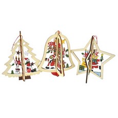 聖誕裝飾 木製吊飾 聖誕樹 鈴鐺 星星, 小鈴鐺, 1個