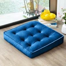 플로어 베개 세트 2개 메모리 폼 명상 쿠션 바닥 요가용 대형 사각 시트 거실 20x20인치(그레이), Navy Blue, 22x22 Inch(Pack of 2)