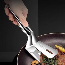 쿠코아 다용도 조리도구 스테인리스 집게형 뒤집개, 실버, 1개