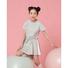 요가피기 YP40322 리본 테리 숏 슬리브 멜란지그레이