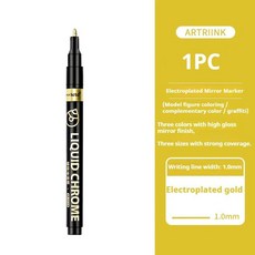 크롬 펜 마커 반사 거울 전기 도금 페인트 수리 락 세라믹 유리 펜촉 아트 공예품, 1개, 10. 1Pc 1mm Gold