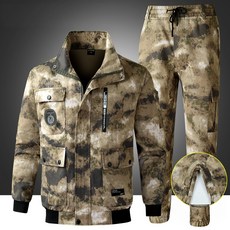 BIKASU 남성 봄 가을 빅사이즈 작업복 보온 캐주얼 등산복 긴팔 내마모 워크웨어 상하복 세트