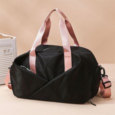 健身包 分隔背包 旅行包 運動包 健身袋 登機包 行李包 行李袋 收納包 媽媽包 游泳包 斜背包 短途旅行包運動健身包女, 黑配粉, 1個