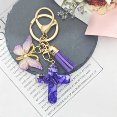 키링 키홀더 굵은 십자가 나비 열쇠고리 가방참 장식