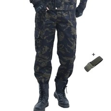 迷彩服套裝 男女耐磨工作服, 1個, 大口袋黑鷹單褲子送腰帶,190 建議180-200斤
