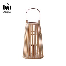 【好物良品】日式手工竹藝編織落地裝飾籃吊掛燈(附LED蠟燭) - 客廳收納 陽台庭院裝飾 飯店大廳擺飾, 1個, 大款Ｂ系列
