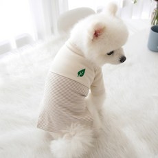 拼色條紋寵物服 HDTS00321, 象牙