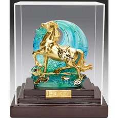 金雕馬到成功擺件 純金箔雕塑小櫥窗～, 純金箔雕塑小櫥窗～【馬到成功】