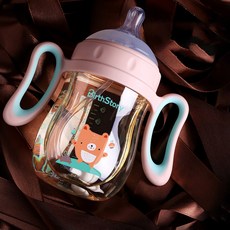 寬口徑大寶寶奶瓶ppsu一瓶兩用加厚防脹氣新生嬰兒1歲以上2歲吸管, 1個, 1L, 粉色260mL(無贈品):1個