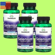 Swanson 셀레늄 100mcg 캡슐 200정 셀레니움 Selenium 4통, 4개