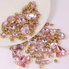 백 재봉 세팅 라인석 프롱 금속 모양 유리 혼합 Choupee 130PCs 클로, pink, 1개