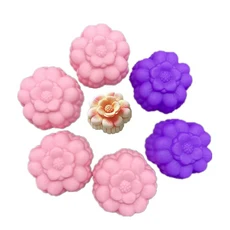 20개 5cm 신형 꽃 모양 케이크 틀 컵 내열 실리콘 비누 초콜릿 푸딩 아이스 몰드 베이킹 도구, 01 49 5cm
