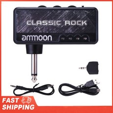 3.5mm 헤드폰 잭 및 Aux 입력이 있는 ammoon 일렉트릭 기타 앰프 클래식 록 디스토션 효과가 1/4인치 플러, 01 Audio Amp